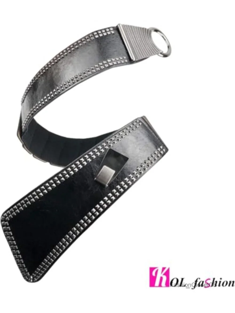 Vintage Faux Leather Elastic Cinch Waist Belt with Interlock Buckle